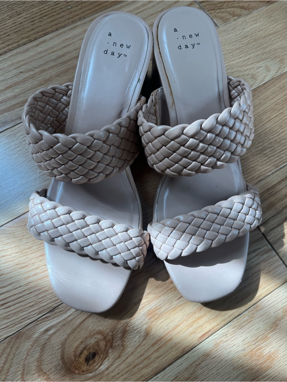 a new day Braided Double-Strap Slide Mules in Light Taupe
